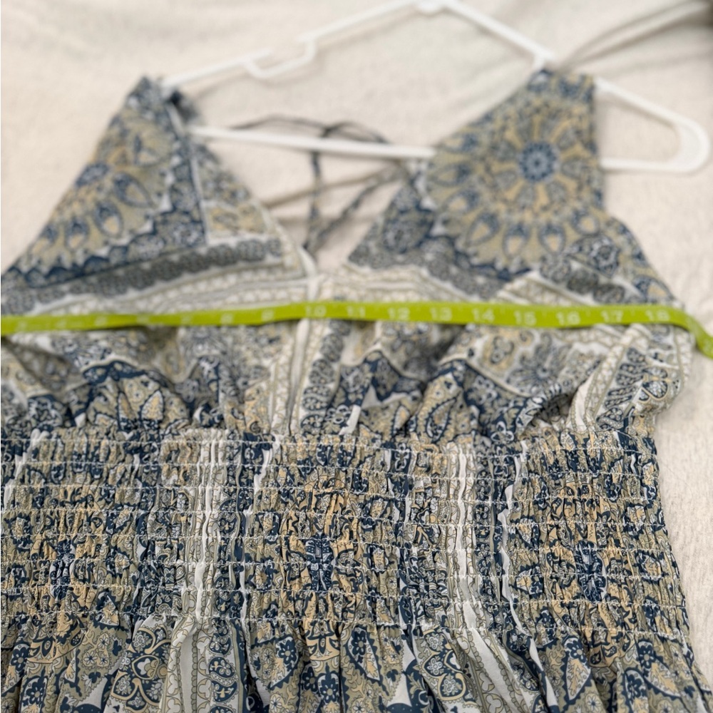 easel Blue and Cream Paisley Maxi Dress